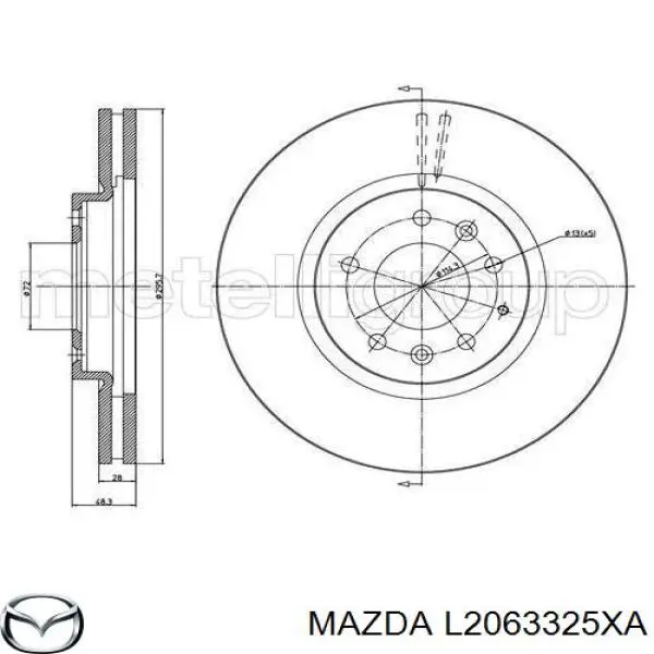 Передний тормозной диск Mazda L2063325XA