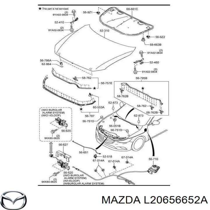 Fixador de suporte da capota para Mazda CX-5 (KE)