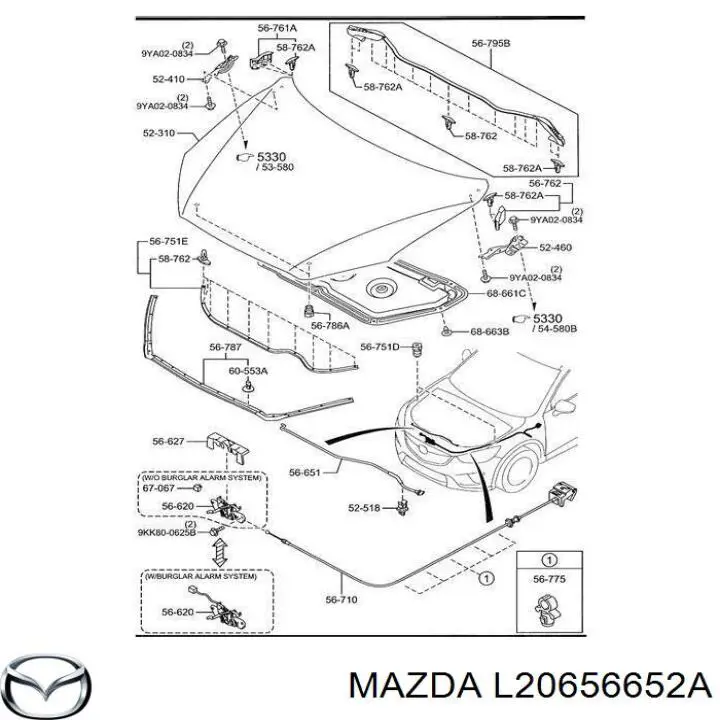L20656652A Mazda Фиксатор упора капота
