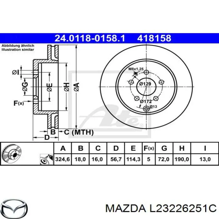 Купить L23226251C Mazda Диск тормозной задний