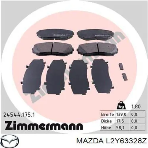 L2Y63328Z Mazda Колодки передние