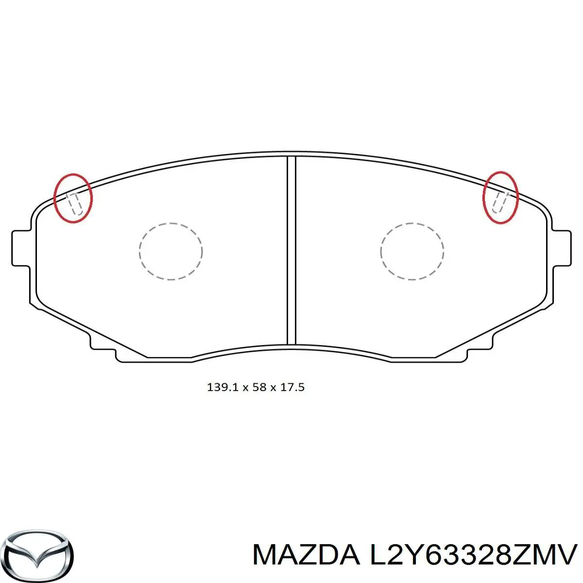 Передние тормозные колодки L2Y63328ZMV Mazda