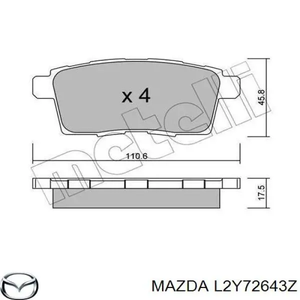 L2Y72643Z Mazda колодки тормозные задние дисковые