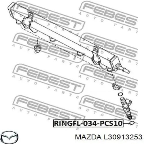 Кольцо (шайба) форсунки инжектора посадочное MAZDA L30913253