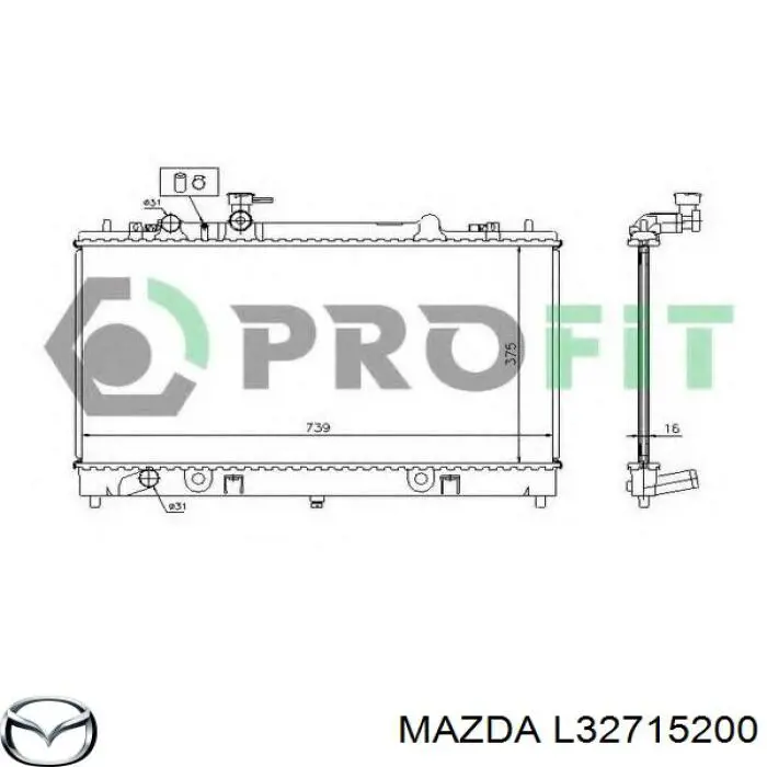 Радиатор охлаждения двигателя Mazda L32715200 цена, от 88.69 USD