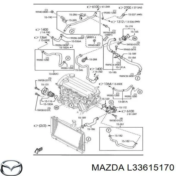 Termostato L33615170 Mazda