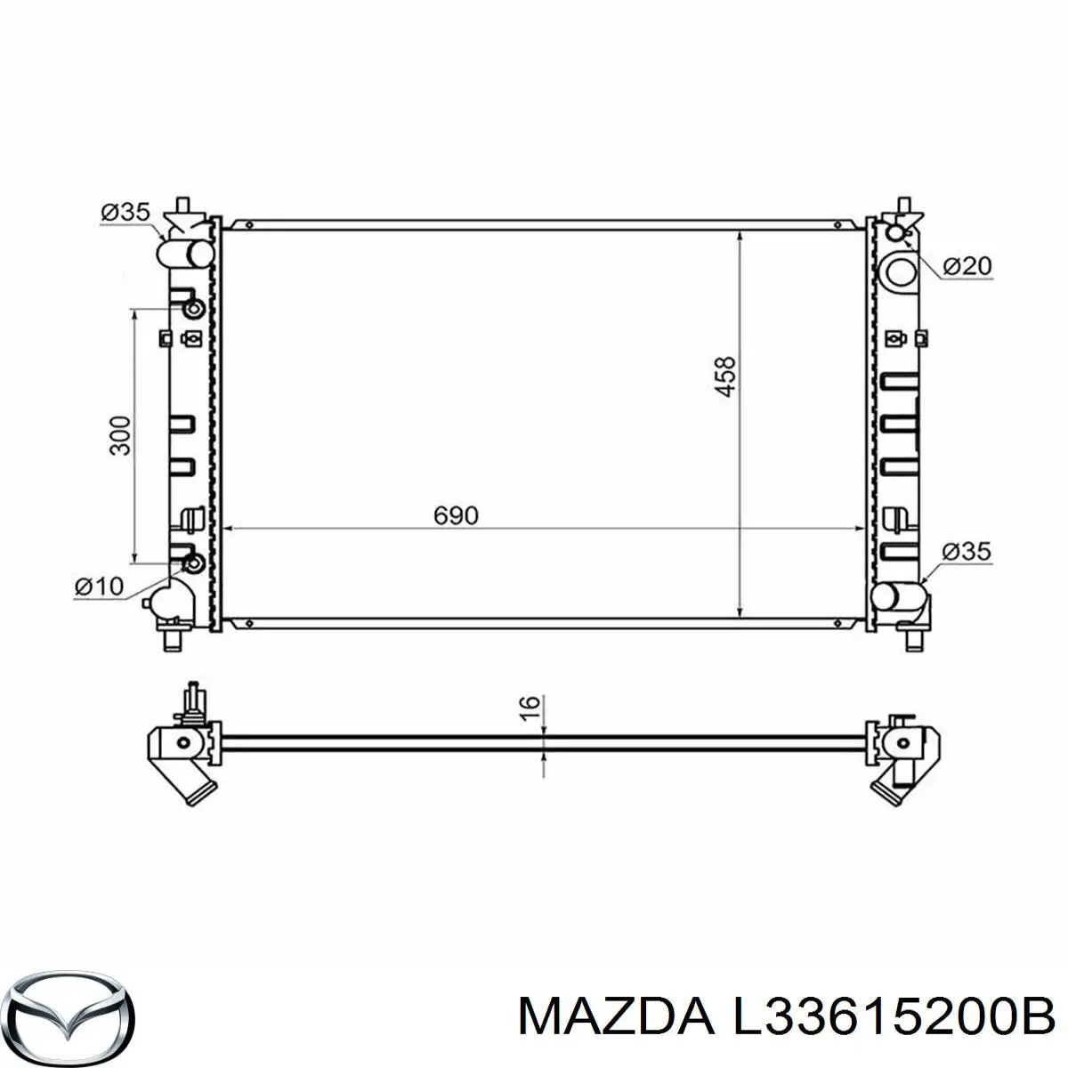 FS1E15200B Mazda radiador de esfriamento de motor
