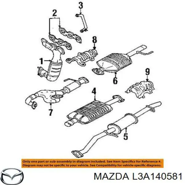 Ущільнювач приймальні труби глушника L3A140581 Mazda