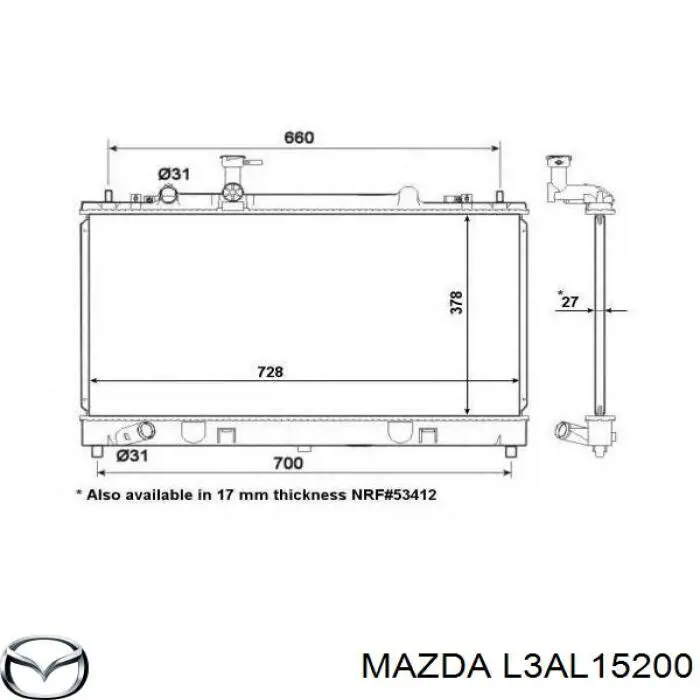 Радиатор охлаждения двигателя Mazda L3AL15200 цена, от 76.58 USD