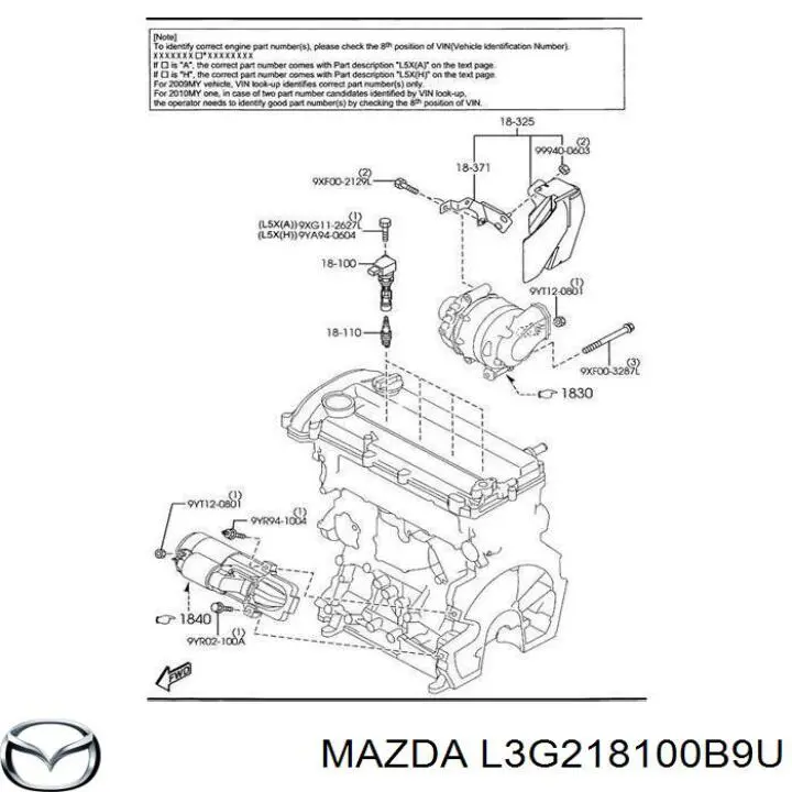 L3G218100B9U Mazda bobina de ignição