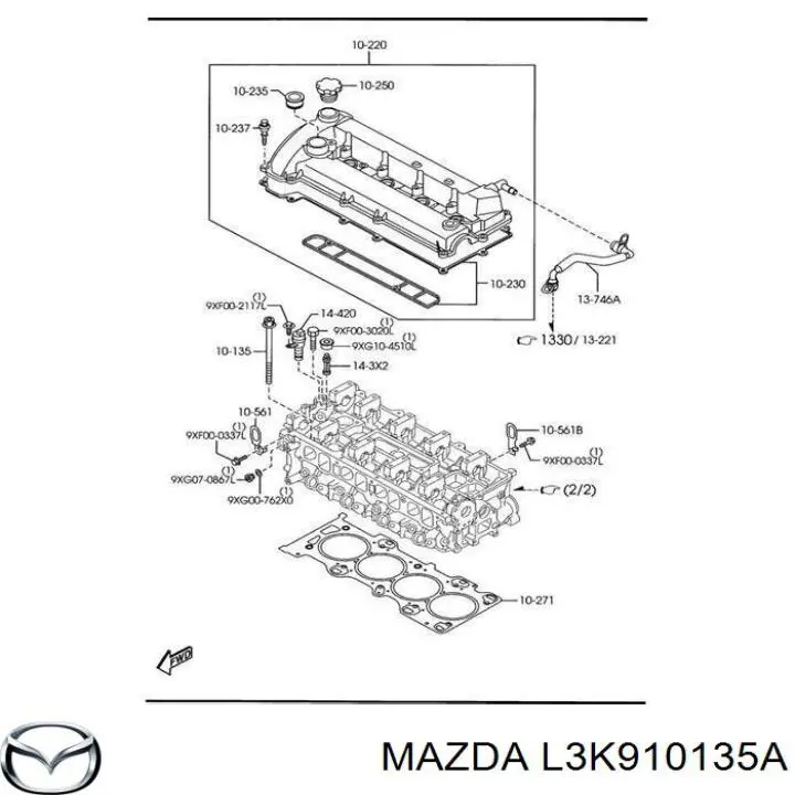 Болт головки блока цилиндров (ГБЦ) Mazda L3K910135A