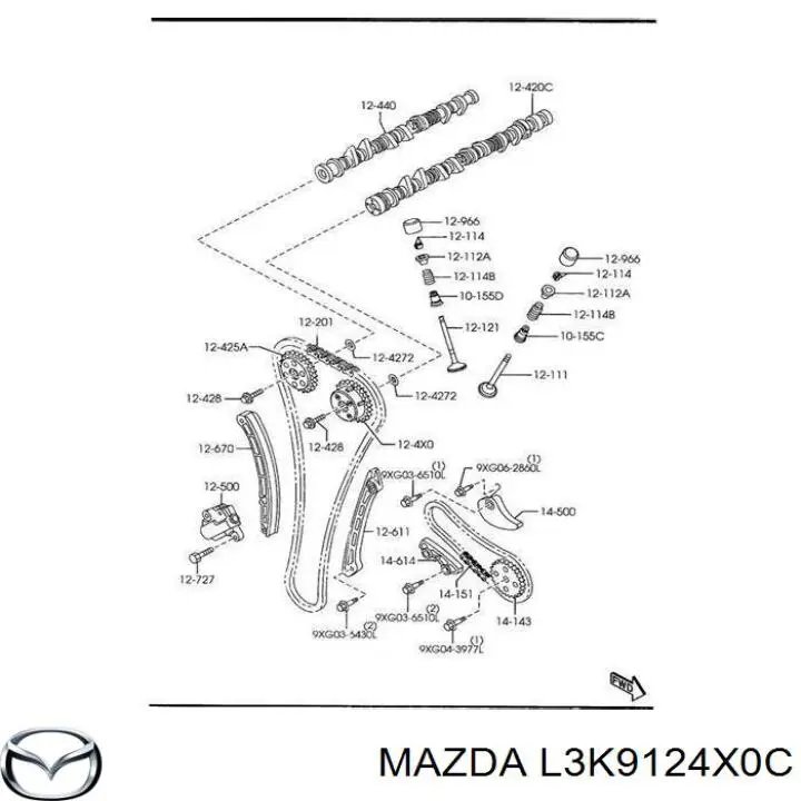 Звездочка-шестерня распредвала двигателя, левого L3K9124X0B Mazda