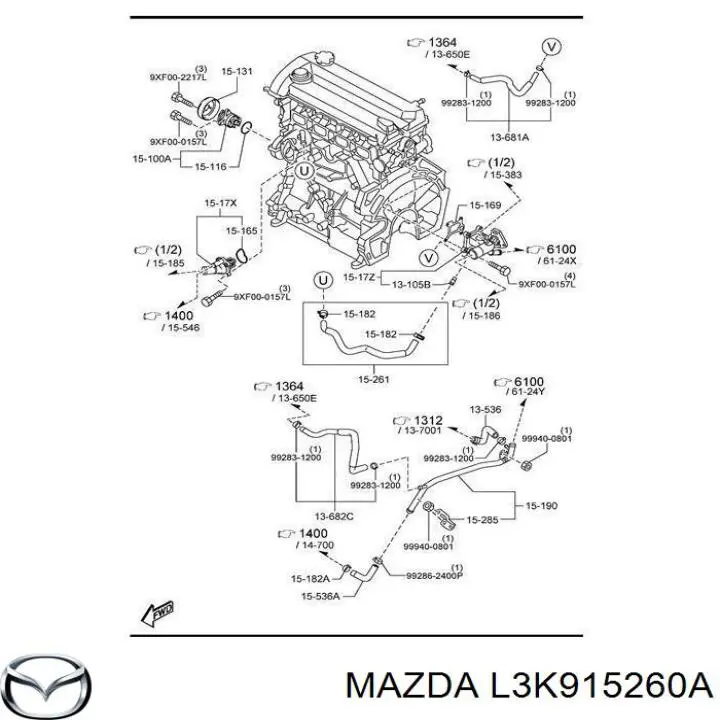 Шланг/патрубок системы охлаждения Mazda 6 MPS седан (GG) (2005 - 2007) цена, от 25.14 USD