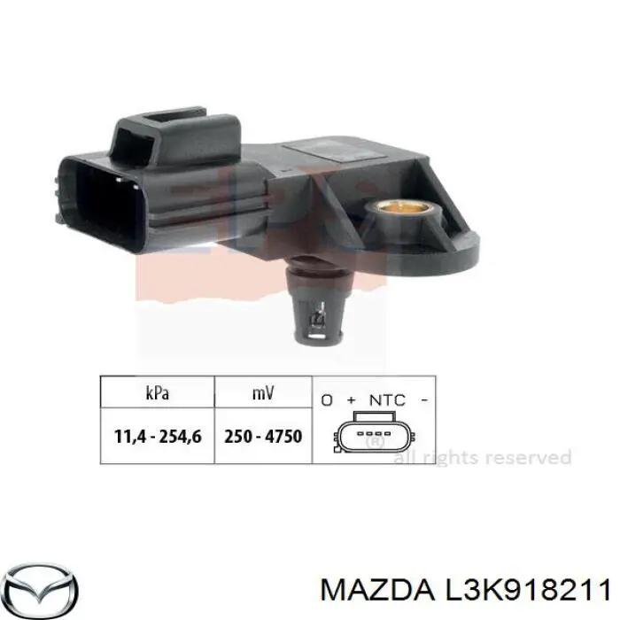 L3K918211 Mazda sensor de pressão no coletor de admissão, map