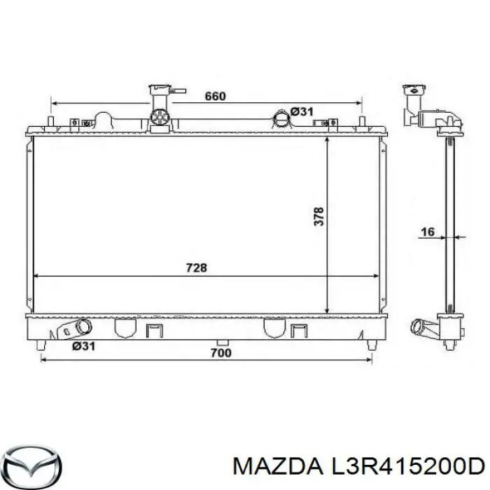 Купить L3R415200D Mazda Радиатор водяной
