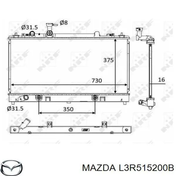 L3R515200B Mazda radiador de esfriamento de motor