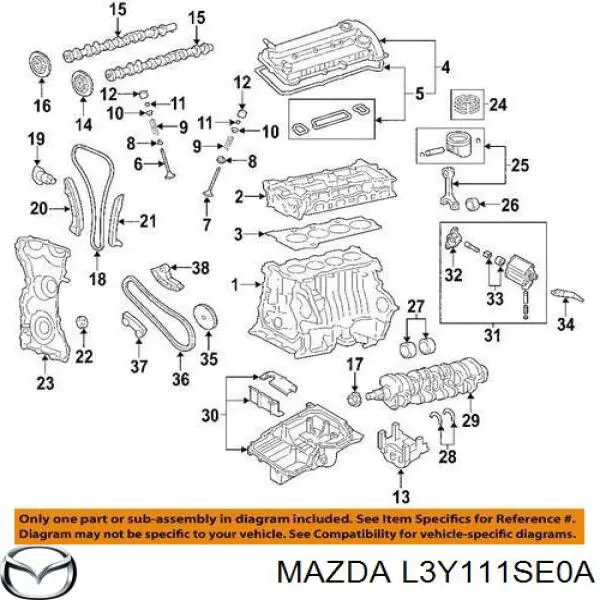 Juego de cojinetes de biela, estándar (STD) L3Y111SE0A Mazda