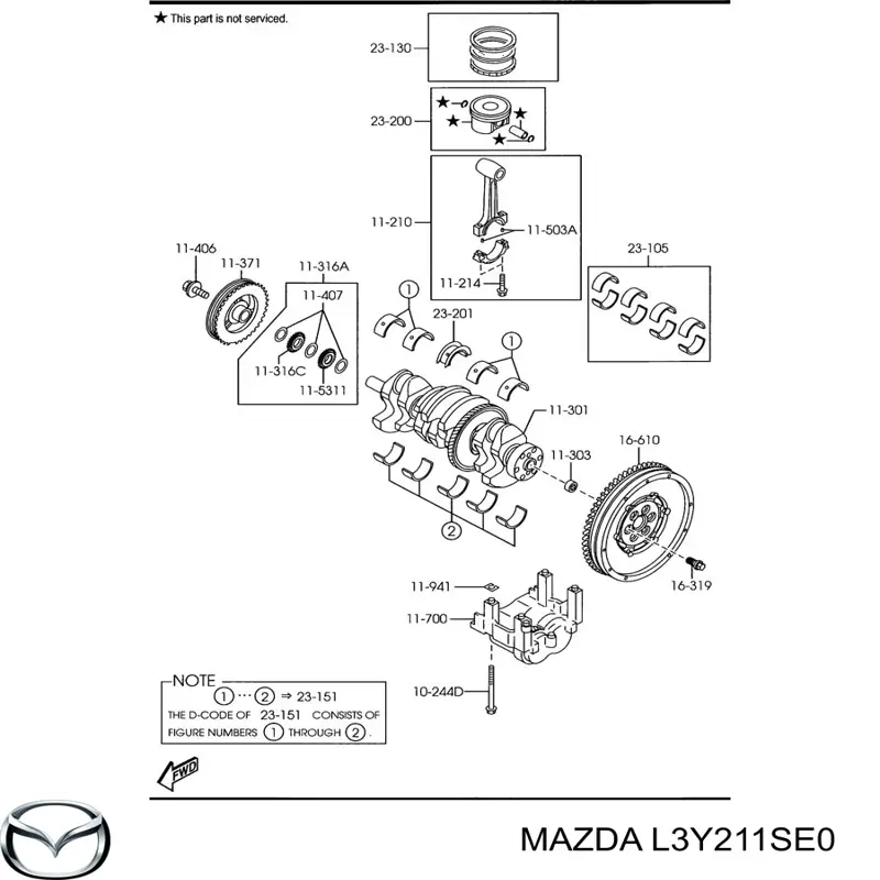 Вкладыши коленвала шатунные, комплект, стандарт (STD) Mazda L3Y211SE0