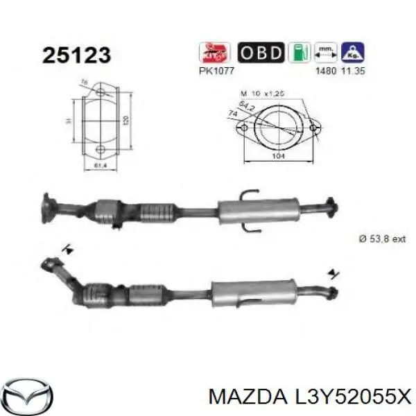 Каталитический нейтрализатор отработавших газов Mazda L3Y52055X цена, от  USD