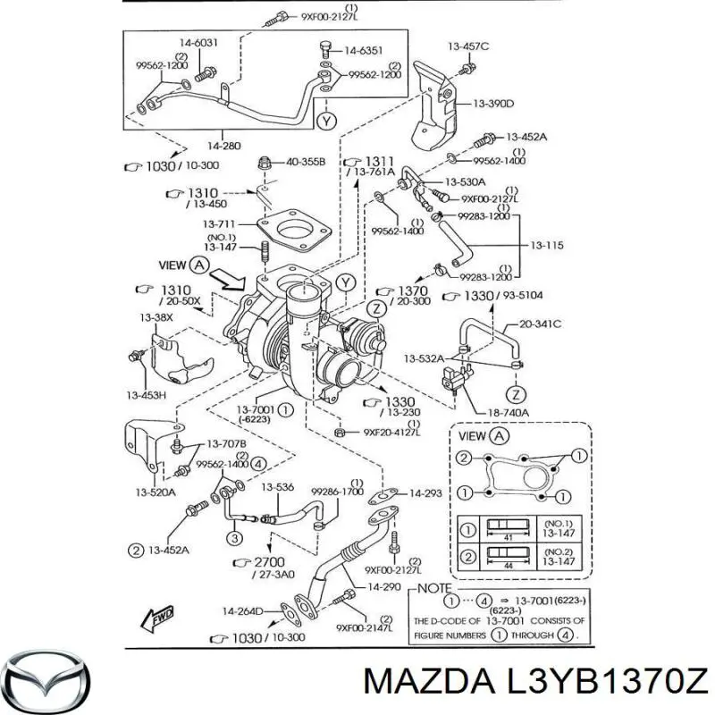 L3YB1370Z Mazda турбина