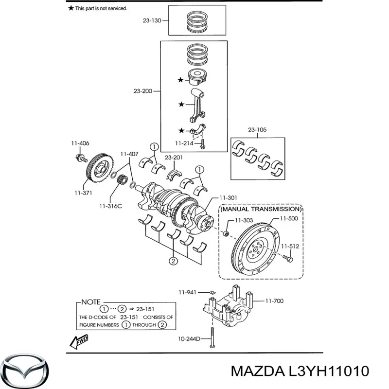 Поршень без колец MAZDA L3Y511010