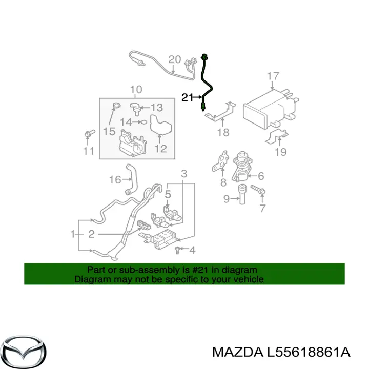 L55618861A Mazda sonda lambda, sensor de oxigênio depois de catalisador