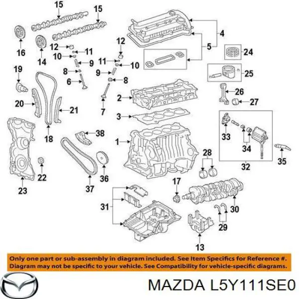 Вкладыши коленвала шатунные, комплект, стандарт (STD) на Mazda 6 GH