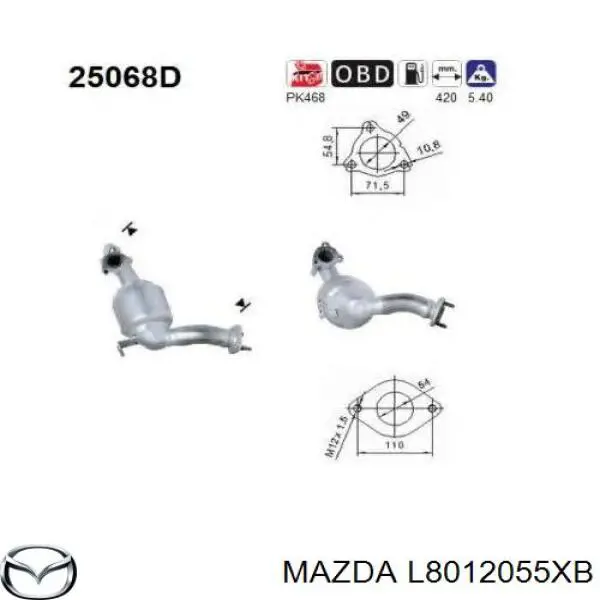 Купить L8012055XB Mazda Преобразователь отработавших газов
