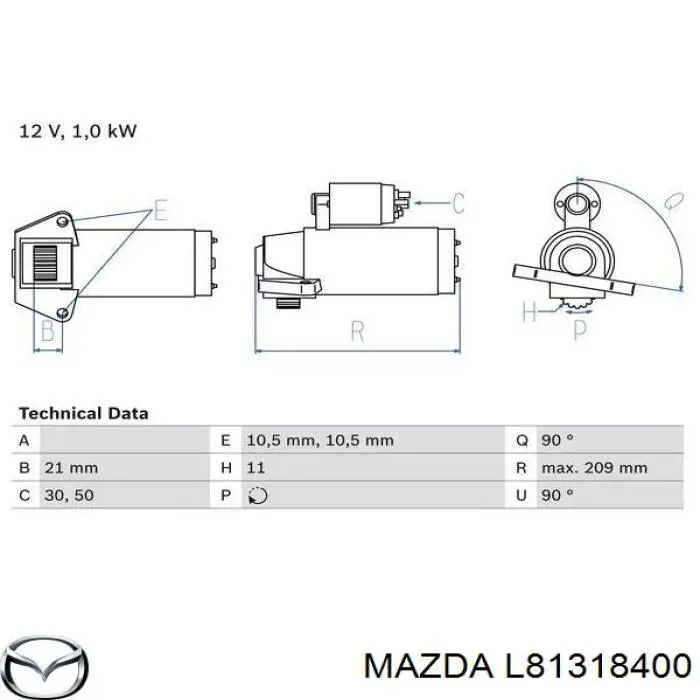 L81318400 Mazda Стартер автомобиля