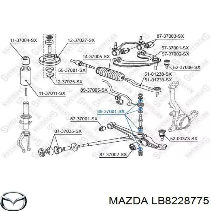 Втулка стойки переднего стабилизатора LB8228775 Mazda