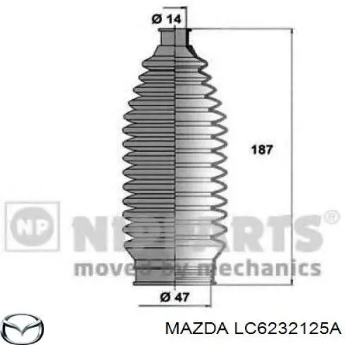 Пыльник рулевого механизма (рейки) правый Mazda LC6232125A цена, от 12.04 USD