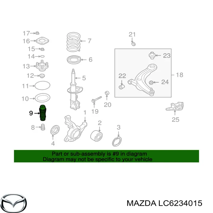 Пыльник амортизатора переднего Mazda LC6234015