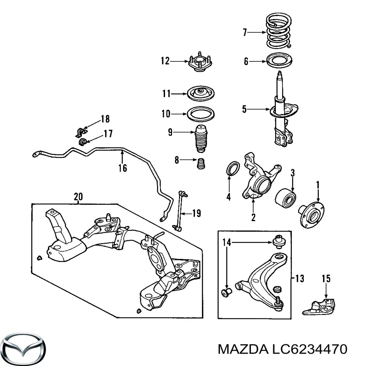 Сайлентблок передней подвески Mazda LC6234470 цена, от 5.34 USD