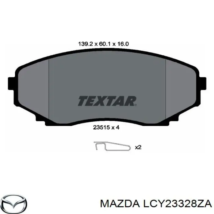 Передние тормозные колодки LCY23328ZA Mazda