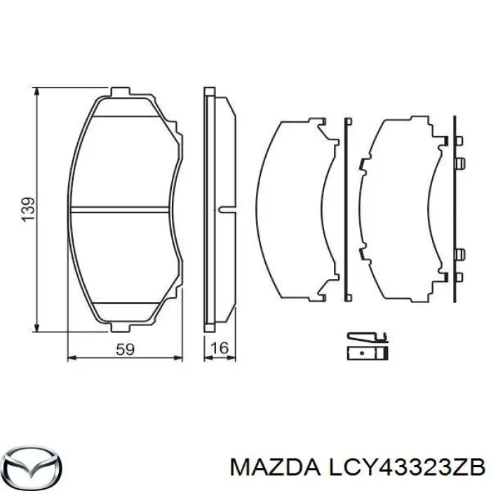 Передние тормозные колодки LCY43323ZB Mazda