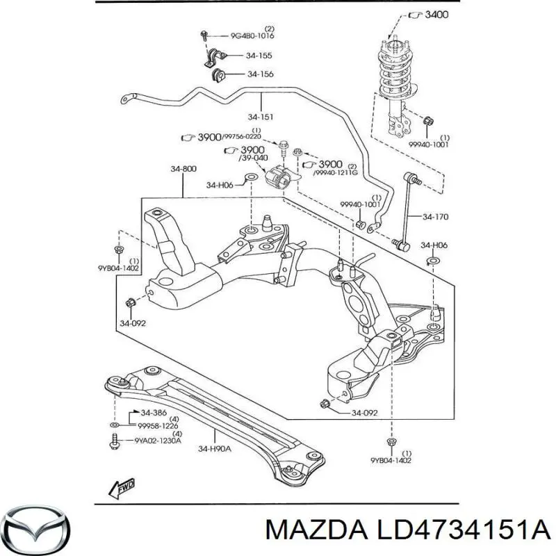 Передний стабилизатор Мазда МПВ LW (Mazda MPV)