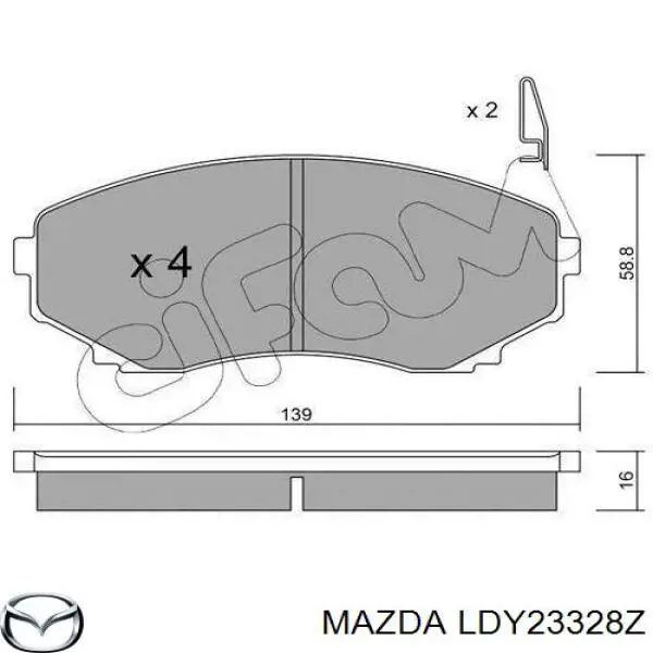 Передние тормозные колодки LDY23328Z Mazda