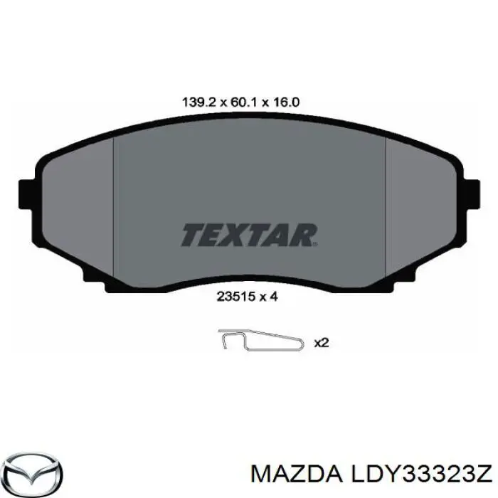 Передние тормозные колодки LDY33323Z Mazda