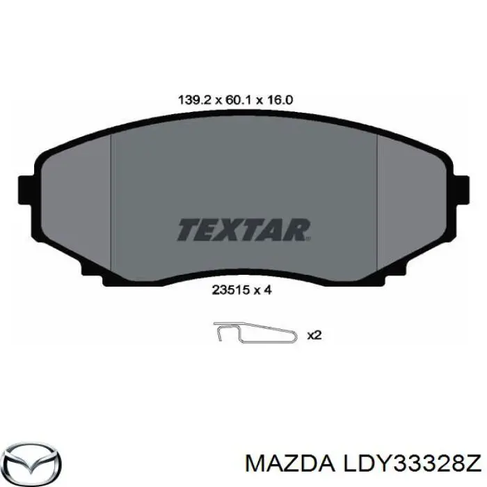 Передние тормозные колодки LDY33328Z Mazda