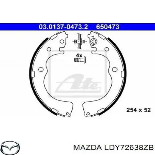 Задние барабанные колодки LDY72638ZB Mazda