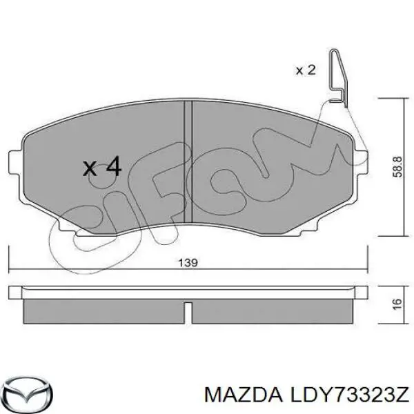 Колодки Mazda LDY73323Z цена, от 26.46 USD