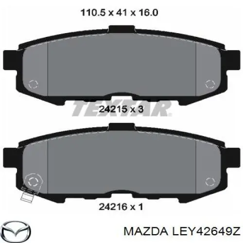 LEY42649Z Mazda колодки тормозные задние дисковые