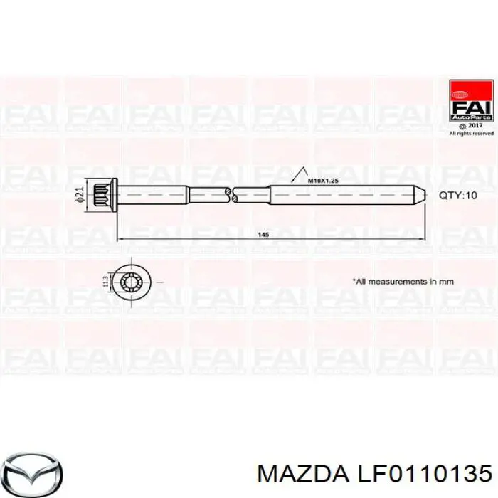 LF0110135 Mazda болт гбц