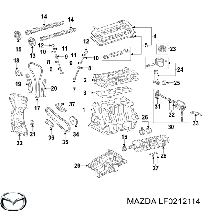 Сухарь клапана LF0212114 Mazda