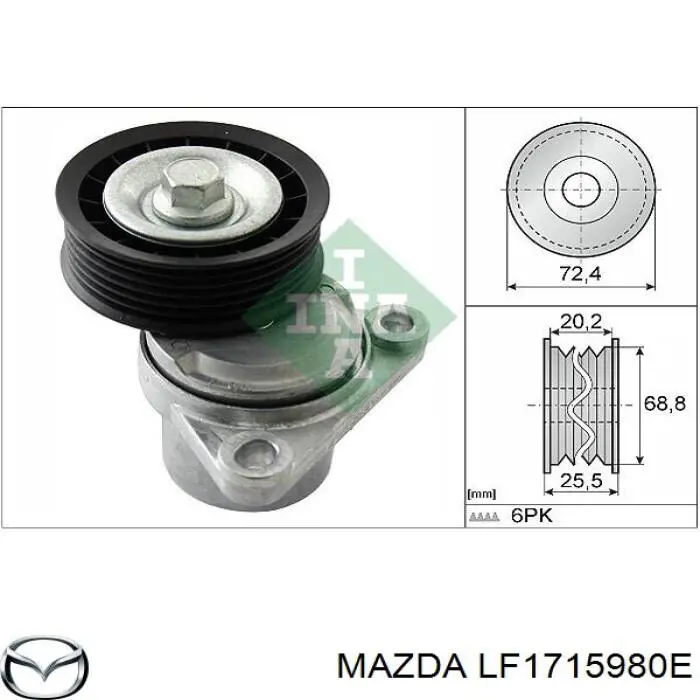 LF1715980E Mazda Reguladora de tensão da correia de transmissão