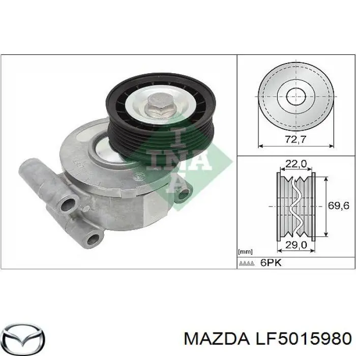 LF5015980 Mazda Натяжитель клинового ремня