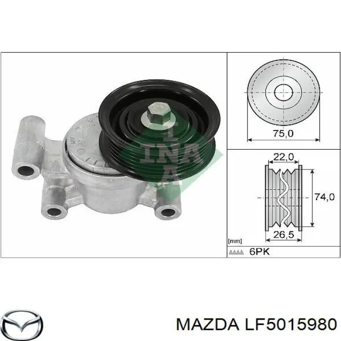 Купить LF5015980 Mazda Натяжитель приводного ремня