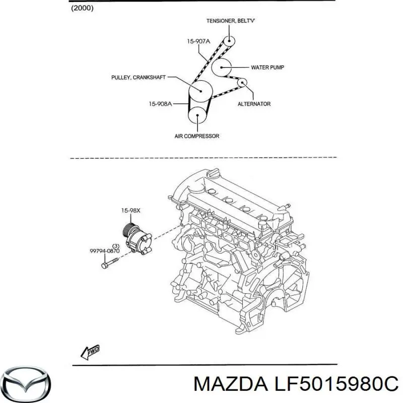 LF5015980C Mazda натяжитель приводного ремня