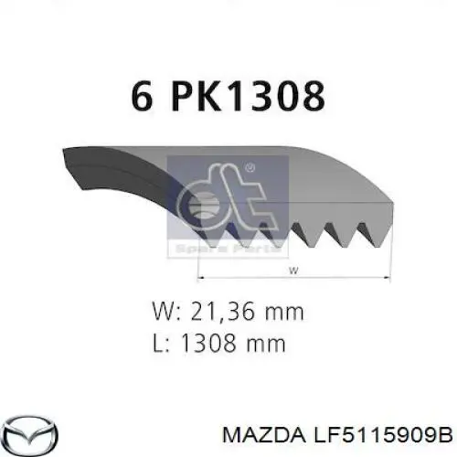 LF5115909B Mazda correia do mecanismo de distribuição de gás, kit