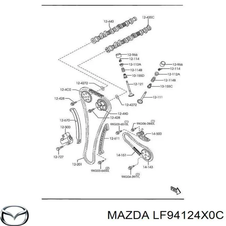 LF94124X0C Mazda звездочка-шестерня распредвала двигателя, впускного